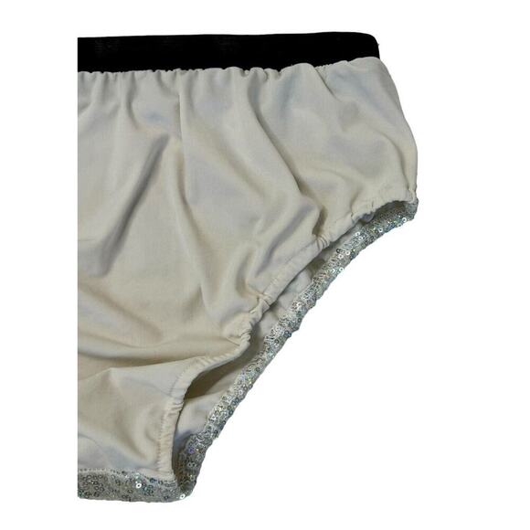 RAVE WONDERLAND Silver Sequin Covered Pink Evil Eye Cheeky Bootie Shorts Sz M/L - Picture 7 of 8